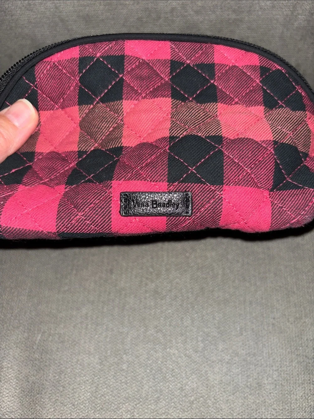 Vera Bradley Red and Black Buffalo Plaid Quilted Cosmetic Case